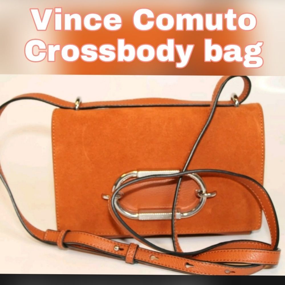 FOR LIZ NEW VINCE CAMUTO WES CROSSBODY ORANGE BROWN 🍊/SILVER - Picture 1 of 12